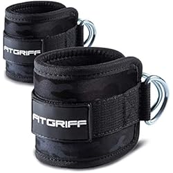 Maquina Patada De Gluteos Fitgriff® Tobilleras Poleas Gym V1 (2 Piezas) - Accesorios para Gimnasio para Entrenamiento de Gluteos, Maquina de Cable, Fitness - Ankle Straps (Camo-Black)