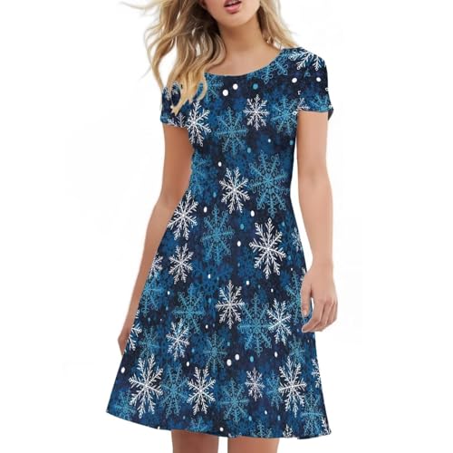 Image of POLERO Sunflower Dress for Women Floral Summer Dresses Short Sleeve Casual Sundresses Midi Dresses