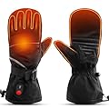 SNOW DEER Heated Mittens Gloves for Men and Women, 7.4V 2200MAH Electric Rechargeable Battery Ski for Winter Skiing Skating Snow Camping Hiking Heated Arthritis Hand Warmer Gloves(L)