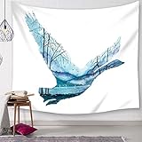 EHOMERY Tapiz Para Ventana Piscina Barato Azul Pintura Abstracta Del Arte Esquema Cisne Tapices Esotericos Tela Romantico Para Decoración Sala Estar Dormitorio 138x100 Inches