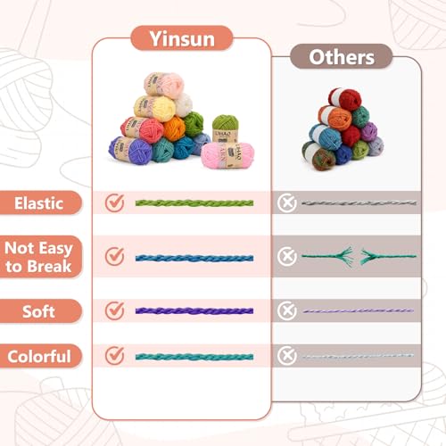 Image of 12pcs Yarns for Crocheting, 12 Colors Starter Acrylic Crochet Yarn Bundle 4 Ply for Adult Child Knitting Crochet Crafts (12 x 15g)