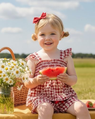 Image of Mioglrie Toddler Baby Girl Summer Clothes Infant Spring Outfits Ruffle Sleeveless Shirt Baby Shorts Headband Clothing Set