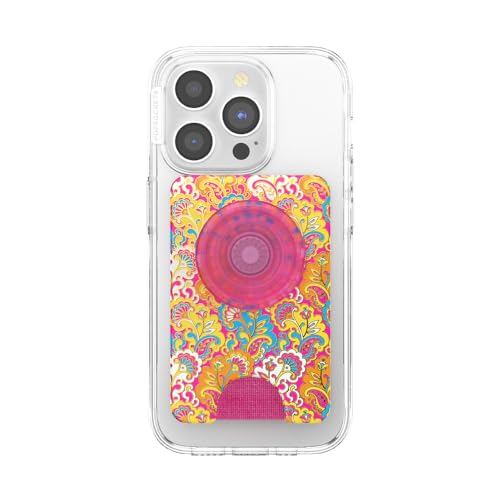 Image of PopSockets Phone Wallet for MagSafe, Phone Card Holder with Grip, Rainbow - Paisley Gaudy