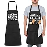 XLSXEXCL Funny Apron for Men Cooking Grilling BBQ Chef Apron Adjustable Kitchen Cooking Aprons with Pocket for Dad Husband Birthday Father's Day, Daddy is Cooking