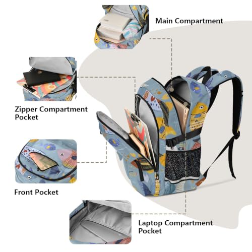 Mochilas para laptop de 17.5 pulgadas azul bolsa de trabajo universitaria ligera casual 5