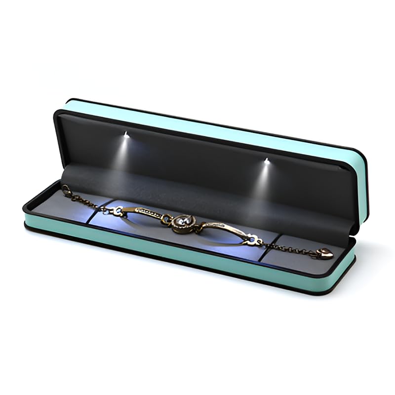 Confezione regalo di lusso per gioielli – Pronta per il regalo: La nostra elegante scatola regalo con illuminazione combina una superficie elegante in arancio-nero con un rivestimento interno morbido come velluto – la confezione regalo perfetta per gioielli, senza alcun bisogno di carta regalo.