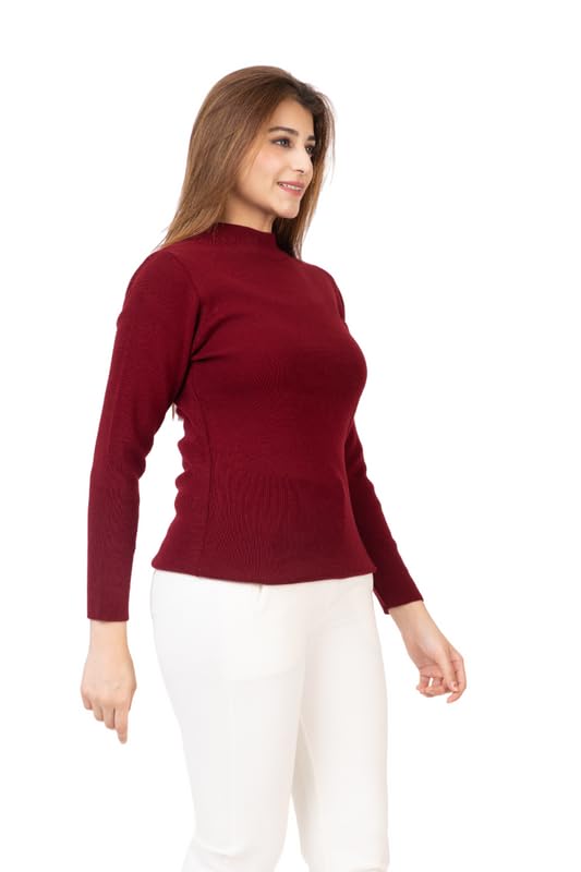 Image of TWENTY ME Winter Wear Casual Solid Acrylic Soft & Warm High Neck Skivvy for Women's