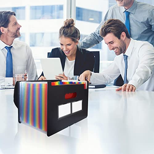 Image of 24 Pockets File Organizer, A4 /Letter Size Portable Accordion Folder, Expanding File Folder with Adjustable Buckle and Labels for School, Home & Office - Black