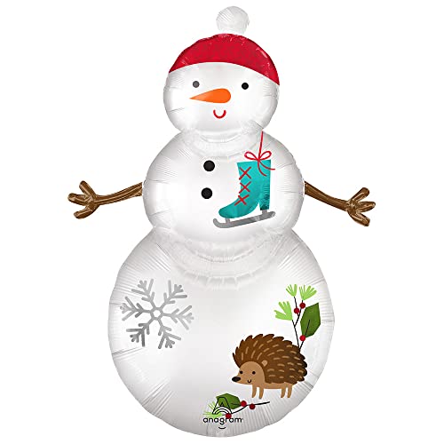 Anagram Satin Wooland Snowman Mylar Party Foil Balloon, 38", Multicolor