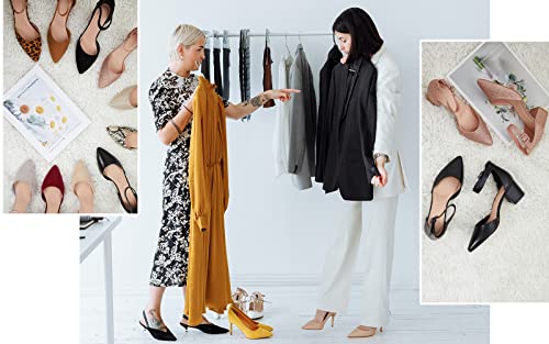 Women Pointed Toe Low Chunky Heels Pump Shoes Closed Toe Ankle Strap Heeled Sandals #TOP4