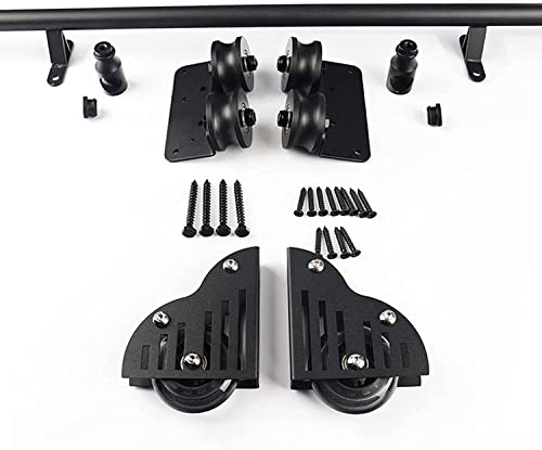 Schiebetür-Hardware-Set, 1 m - 6 m, Rollleiter, Hardware, Bibliothek, Schiebeleiter, Hardware-Kit, schwarzes Stahl-Rundrohr, mobile Leiter