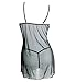 Eternatastic Women Mesh Cupless Babydoll Sleepwear Lingerie Set Thong Black M