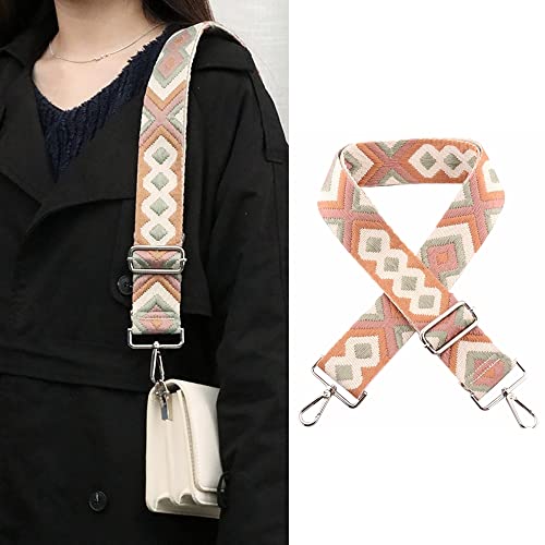 Kiwochy Verstellbarer Breiter Taschengurt - 2' Breiter Schultergurt Trageriemen Umhängegurt Gurt Bunter Leinwand Schultergurt Länge 29,5'-53' für Taschen Handtaschen