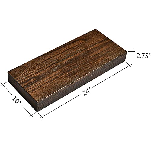 Welland Colin 10" Deep Floating Shelves Rustic Wall Shelf Wall Mounted Wooden Shelves (Walnut, 24X10X2.75 Inch) #TOP2