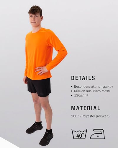 JAKO Herren Longsleeve Run 2.0, Neonorange, L