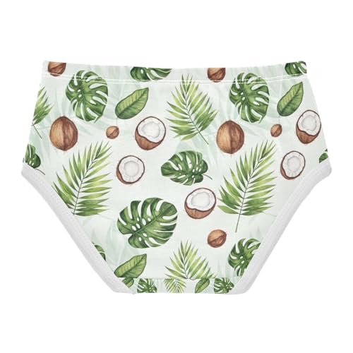 Watercolor Tropical Leaves Undies for Toddler Girls, Cotton Girls Underwear, 2T–8 Years2