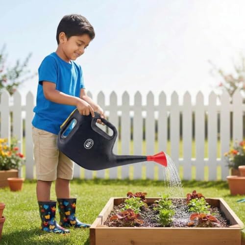 Image of Urban Upvan Plastic Watering Can 10L | Ergonomic Handle for Comfortable Grip | Fade Resistant, Lightweight & Easy to Use | Durable | Includes Sprinkler Spout | Black