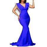Robes de Bal à Manches Bouffantes en Tulle étoilé pour Femmes Robes de soirée Formelles avec Fente Robe Longue Grande Taille avec Poches Et Manches Amples