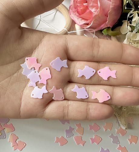 Image of Fish Confetti for Party Table Decor | 1000+PCS Pink&Purple Glitter Fish Table Confetti Decortions for Party Supplies