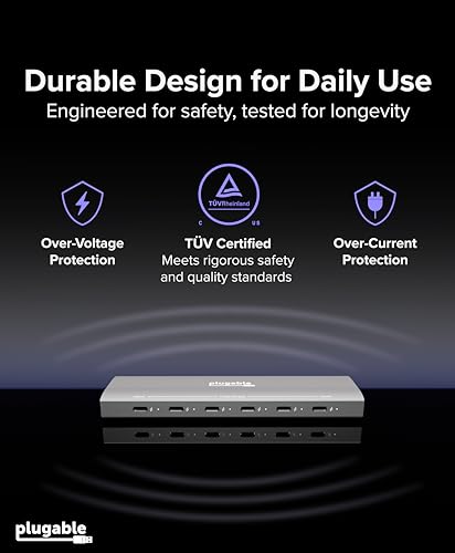 Station de charge USB C 6 ports multiprise chargeur rapide universel Plugable - 6