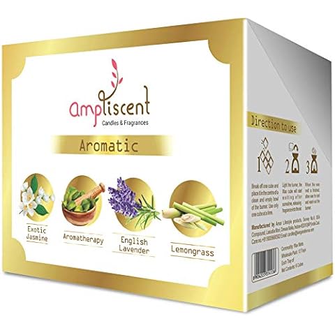 Ampliscent Scented Wax Melts -Wax Cubes Warmer|Candle Wax Air Fresheners|Scented Natural Soy Wax Melt Cubes Jasmine, Aromatherapy, Lavender and Lemon Grass (Each of 3) = Total 12 Cover
