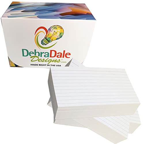 Debra Dale Designs - Made Right In The Usa - 4" X 6" Ruled Index Cards - White - 300 Cards - Filing Storage Box - Premium 140# Card Stock - 253 Gsm #TOP14