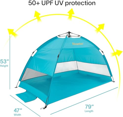 Alvantor® Beach Tent Beach Umbrella Outdoor Sun Shelter Cabana Automatic Pop Up UPF 50+ Sun Shade Portable Camping Hiking Canopy Easy Setup Windproof by Alvantor - Image 5