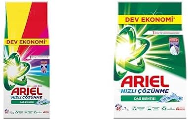 Ariel Dağ Esintisi Renklilere Özel 12 kg Hızlı Çözünme Toz Çamaşır Deterjanı+Ariel Dağ Esintisi 7 Kg Hızlı Çözünme Toz Çamaşır Deterjanı