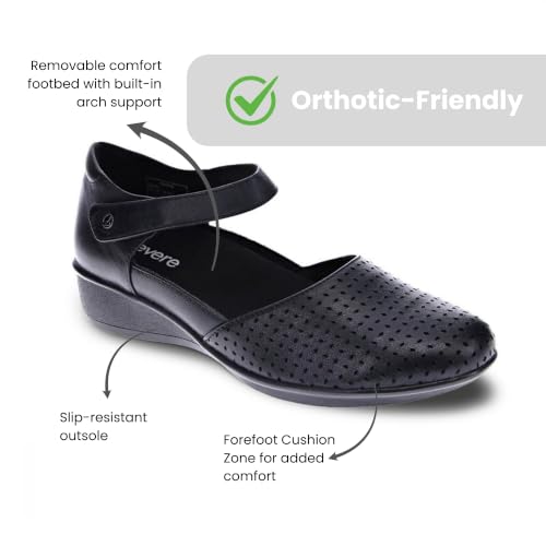 Image of Revere Osaka Mary Jane - Premium Leather - Orthotic-Friendly Removable Insoles - Adjustable Strap - Arch Support - Stylish Wedges for All-Day Comfort