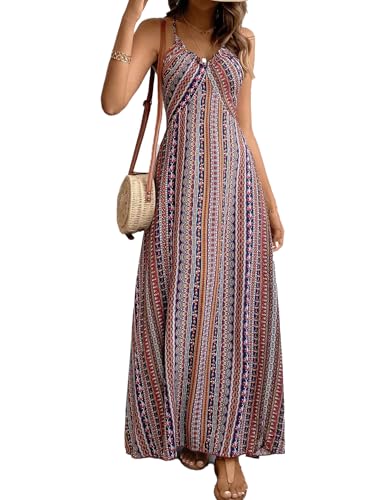 JENJON Femme Robe Style Ethnique sans Manches Col en V Eté Bohème...