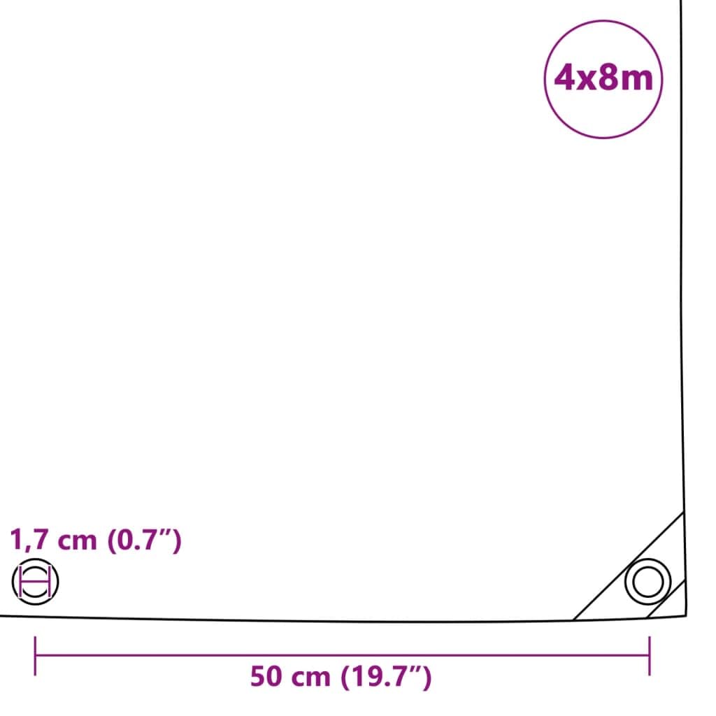Telone di copertura, 650 g/m², 4 x 8 m, bianco, in tela con rivestimento in PVC, resistente alle intemperie, agli strappi, ai raggi UV, con occhielli, per giardino, campeggio, auto, rimorchio