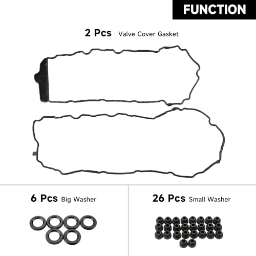 Image of Engine Valve Cover Gasket with Grommets Kit - Compatible for GMC Acadia - 3.6L V6 3564cc 217cid 2007-2008 - Replace Part VS50726R