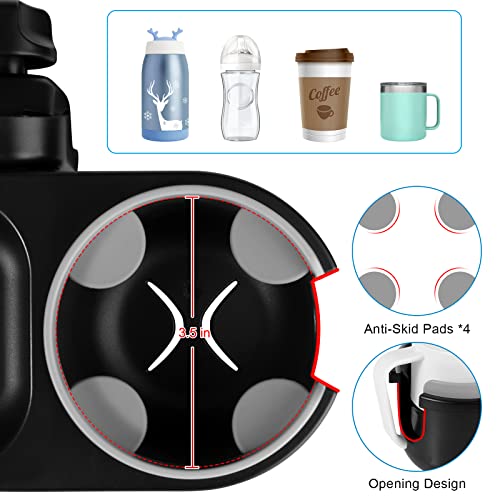 Image of Accmor Stroller Cup Holder with Tray, Universal Cup Holder Tray for Uppababy Nuna Doona Strollers, Bottle Drinks Holder for Stroller, Wheelchair, Walker