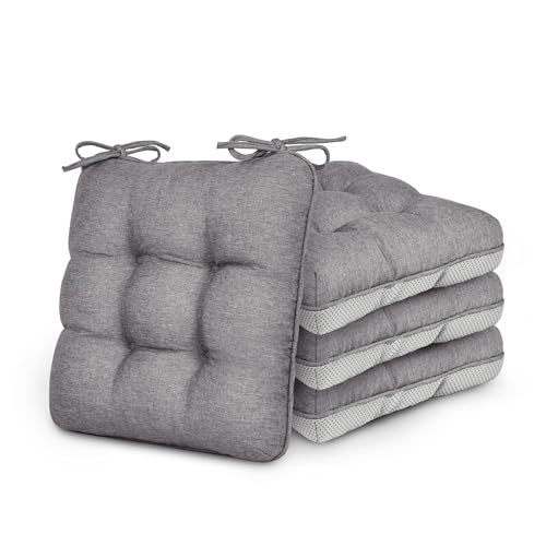 Memory Foam Chair Cushions Set of 4 for Dining Chairs - Grey