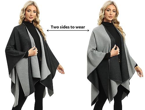 Femdouce Women's Warm Blanket Shawl Wrap Lightweight Open Front Poncho Cape for Spring Fall Winter2