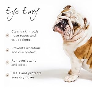 Eye Envy Bulldog Wrinkle Cleaner & Nose Care Kit | Bulldog Wrinkle Wipes, Tear Stain Powder, Applicator Brush & Dog Nose Balm | Cleans Skin Folds | Removes Stains | Helps Cracked Noses
