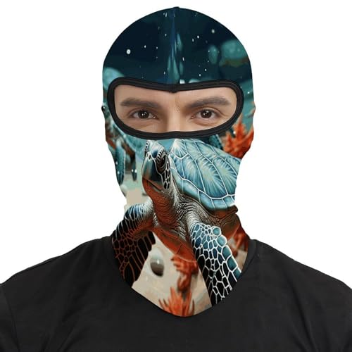 Balaclava térmica para hombres y mujeres con estampado de estrella y tortuga marina, protección facial para clima frío, ideal para motocicleta y esquí miniatura 2
