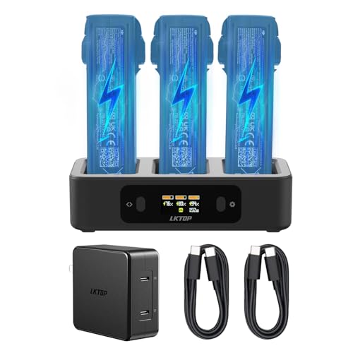 Cargador Avata 2 de 100W LKTOP para viajes de fotografía aérea con dos ranuras rápidas USB-C