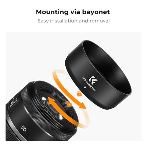 Image of K&F CONCEPT Lens Hood Compatible with Canon RF 50mm F1.8 STM Lens, Reversible Snap on Camera Lens Shade Replacement of ES-65B Hood, Compatible with 43mm Filters and Lens Cap