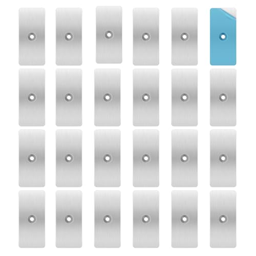 24 Pack Adhesive Metal Plates for Magnets Ultra-Thin Metal Strips 2 x 0.96 Inch with Strong Adhesive Backing & Pre-Drilled Holes Magnetic Sheets for LED Lights Phone Mounts & Non-Steel Vent Covers