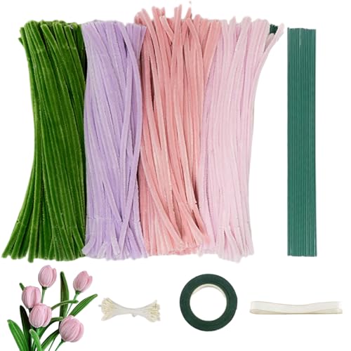 Tiges de Fleurs et Fil Vert pour Créations Florales sans Flétrissement ni Manque de Matériel