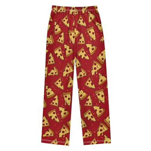 Red Pizza Cute Pattern Cute Pajama Pants, Soft Sleepwear Lounge Pants Pajama Pj Bottoms for 6-14 Years2