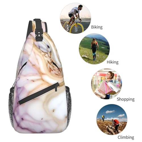 Mochila Bandolera Urbana con Estampado Mármol Rojo y Blanco miniatura 6