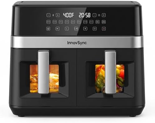 12QT Large Dual Air Fryer, 10-in-1 Double Zone Airfryer with 2×6Q...