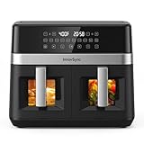 12QT Large Dual Air Fryer, Nonstick & Dishwasher Safe, Jet Black