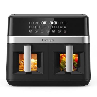 12QT Large Dual Air Fryer, Deep Black