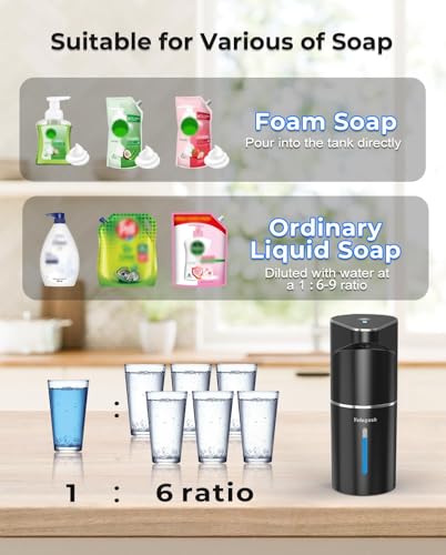 Image of Automatic Soap Dispenser, Sensor Hand Wash Dispenser with 3-Speed Adjustable Foaming Handwash Dispenser, 1200mAh Battery with Auto-Clean, Touchless for Home Bathroom, Office, Kitchen