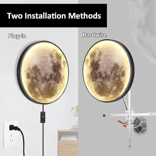 Lámpara de Pared Led Luna con Control Remoto y Enchufe de Techo 7