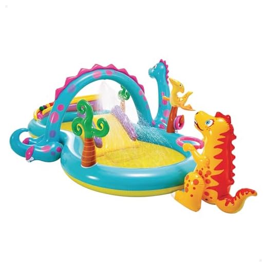 Intex 57135NP - Piscina Gonfiabile Play Center Dinoland, Vinile, Multicolore, 302x229x112 cm