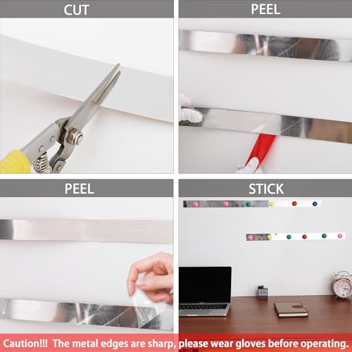 Gaahing Selbstklebendes Metallband, flexible eisenhaltige Memo-Streifen für Magnete, Pinnwand, Büro, Heimgebrauch (Silber, 5 m x 4 cm)